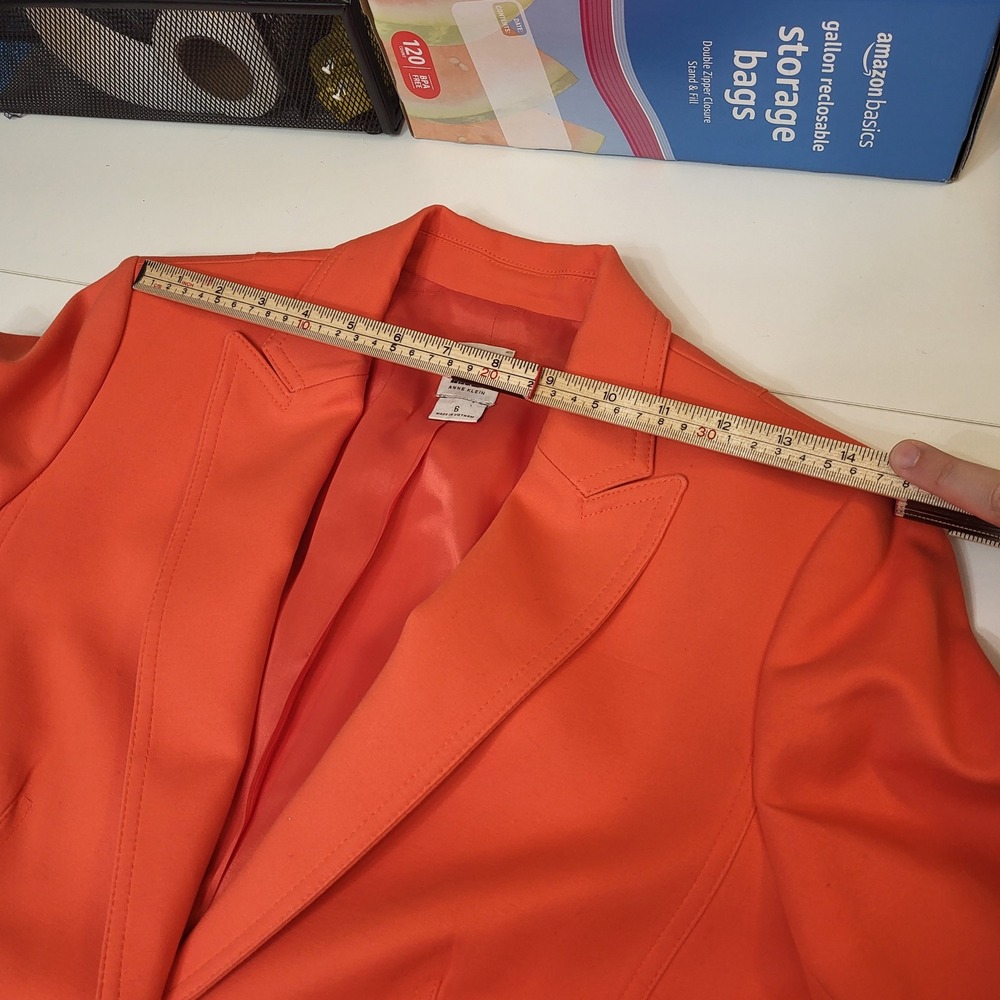 Anne Klein Womens Orange Tailored Blazer Jacket Size 6 Solid Professional - Picture 10 of 13